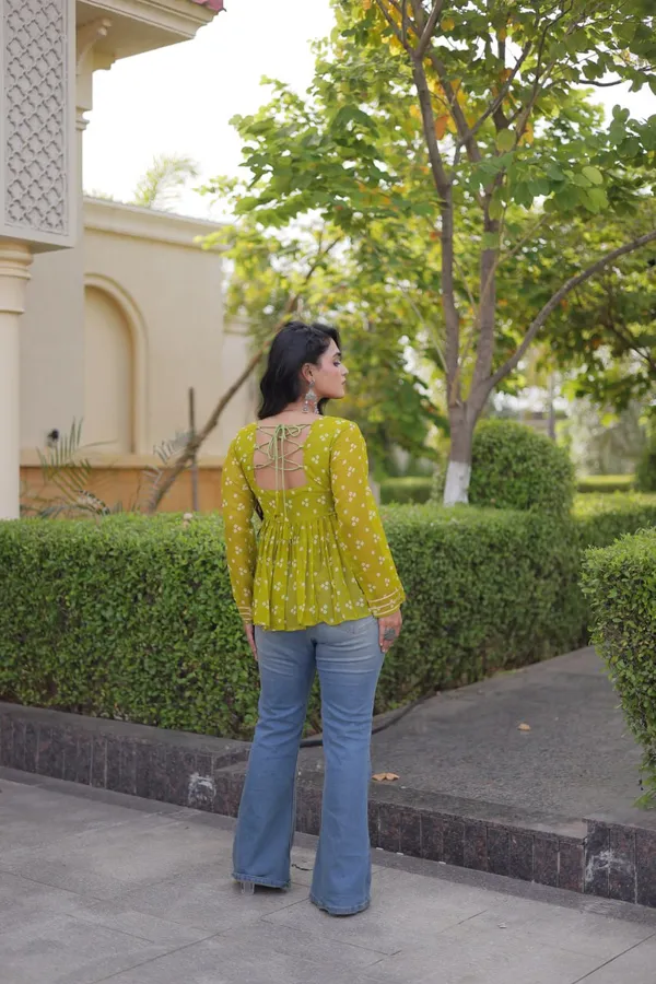 Women’s_Olive_Green_Printed_Embroidered_Peplum_Top_with_Multicolor_Mirror_Work