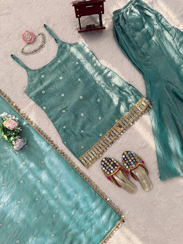 Sea_Green_Silk_Sequined_Sleeveless_Sharara_Set_For_Women