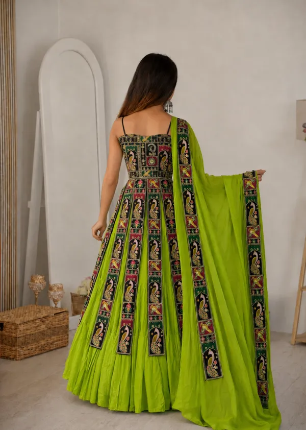 Green_Cotton_Polyester_Printed_Flared_Anarkali_Gown_For_Women