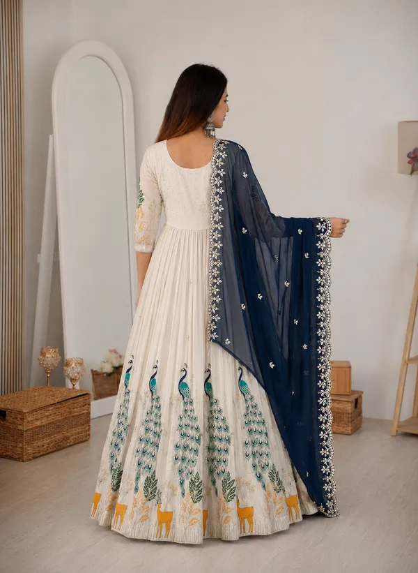 Off_White_Chinon_Flared_Lehenga_Choli_For_Women