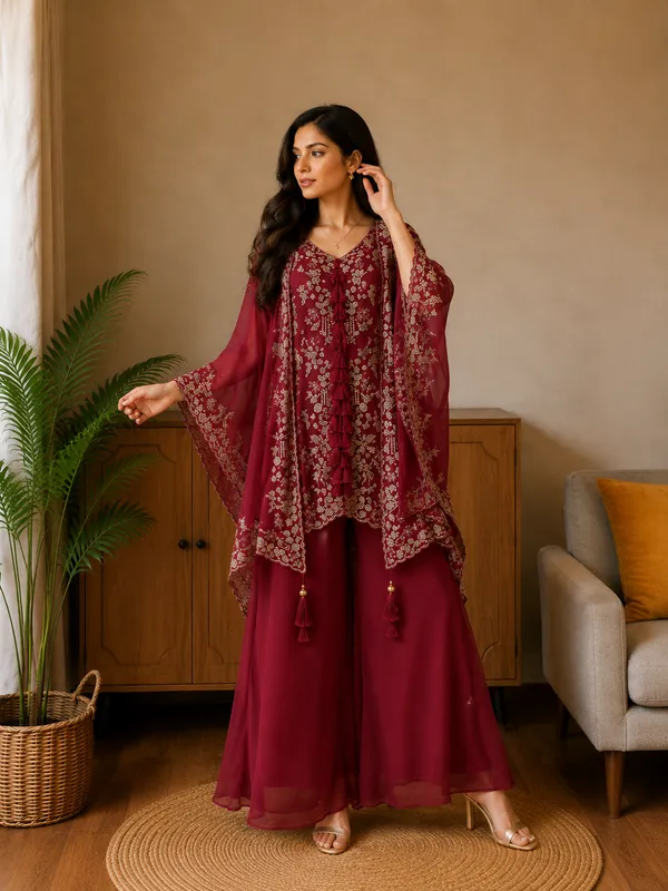 Maroon_Floral_Embroidered_Kurta_Palazzo_Set_with_Dupatta