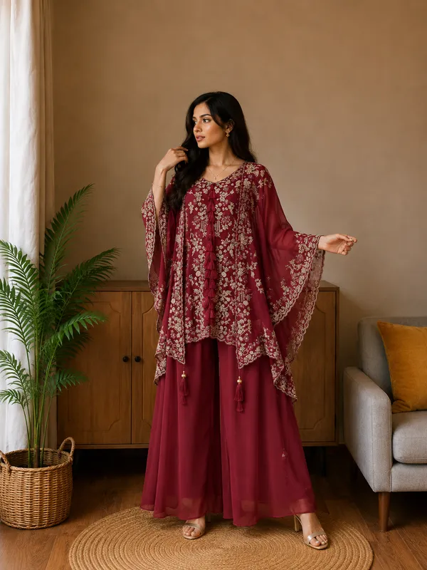 Maroon_Floral_Embroidered_Kurta_Palazzo_Set_with_Dupatta