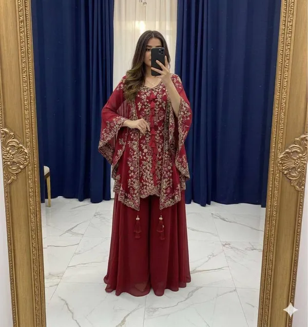 Maroon_Floral_Embroidered_Kurta_Palazzo_Set_with_Dupatta