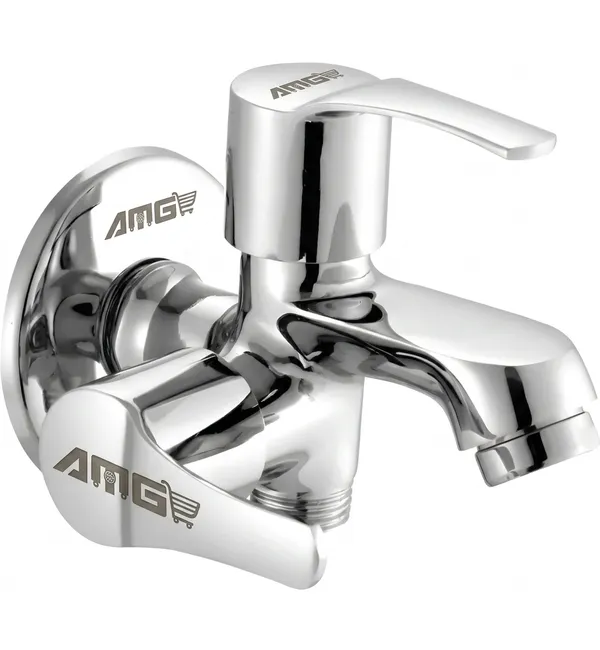 Amg_Grace_Series_Brass_2_Way_Bib_Cock_|_2_in_1_Tap_(Pack_of_1)_for_Bathroom_&_Kitchen_Chrome_Finish_Silver_Plated_2in_1_Faucet_(Wall_Mount_Installation_Type)