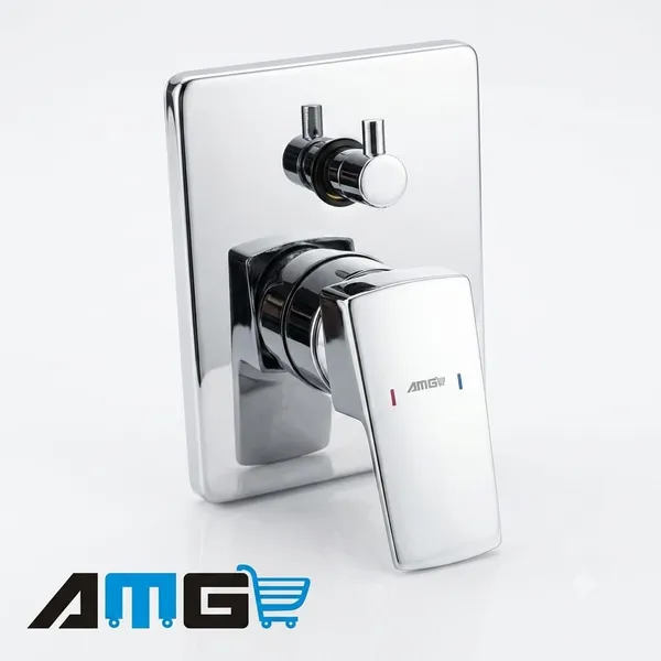 AMG_SQUER_PRIME_BRASS_Single_Lever_5_Way_3_Inlet_Diverter_Tic_Tac_Complete_Set_Bathroom_Shower_System_Bathroom_Mixer_Chrome_Finish
