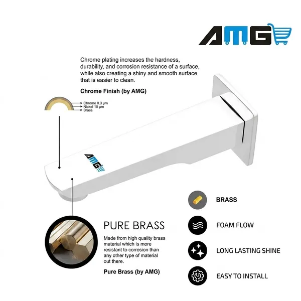AMG_Brass_Bath_Tub_Spout_With_Wall_Flange_High_Flow_Chrome_Pack_Of_2