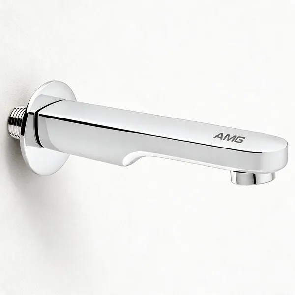 AMG_Omega_Brass_Bath_Tub_Spout_With_Wall_Flange_6_5_Inches_Long_Chrome_Pack_Of_1