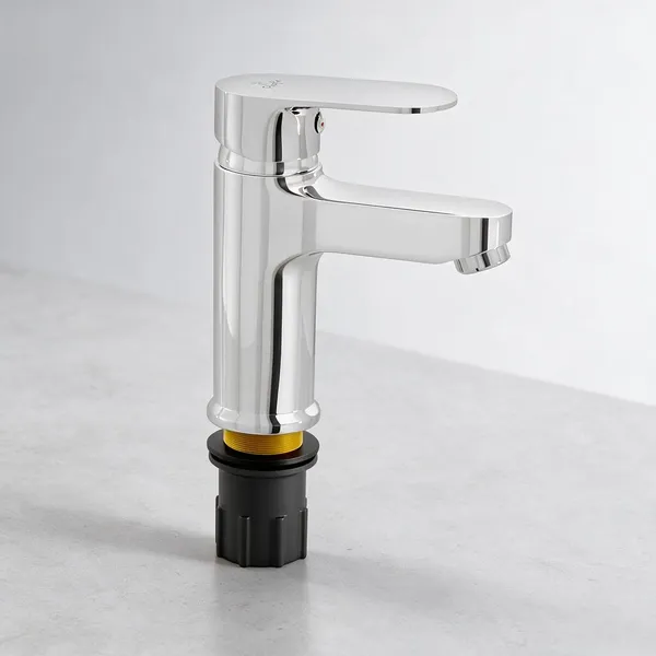 AMG_omeg_Brass_Single_Lever_Basin_Mixer_Hot_And_Cold_Faucet_With_450_Mm_Long_Braided_Hoses_Chrome