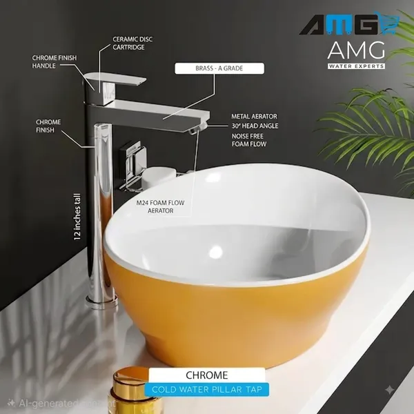 AMG_Aura_Brass_Extended_Tall_Body_Pillar_Cock_12_Inch_Tap_For_Wash_Basin_Deck_Mounted_Cold_Water_Tap_Not_Hot_Cold_Mixer_Counter_Top_Table_Top_Faucet_Foam_Flow_Chrome_Finish
