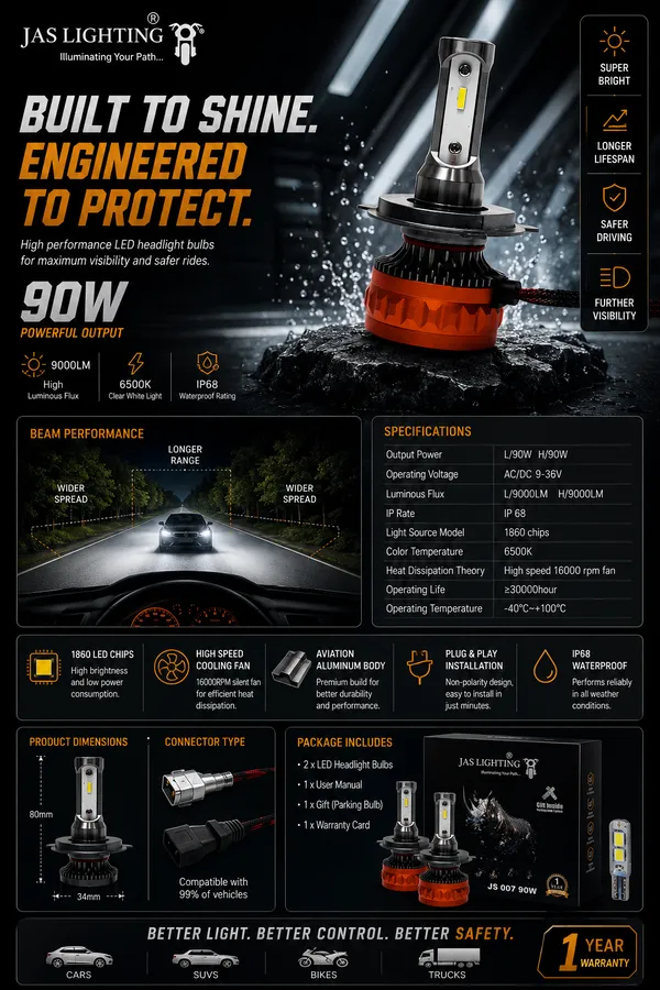 Aluminium_Jas_90W_Lighting_Ip68_6500K_Led_Headlight_Bulb