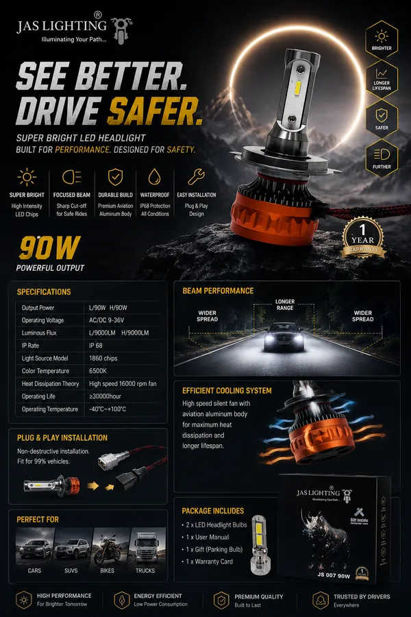 Aluminium_Jas_90W_Lighting_Ip68_6500K_Led_Headlight_Bulb