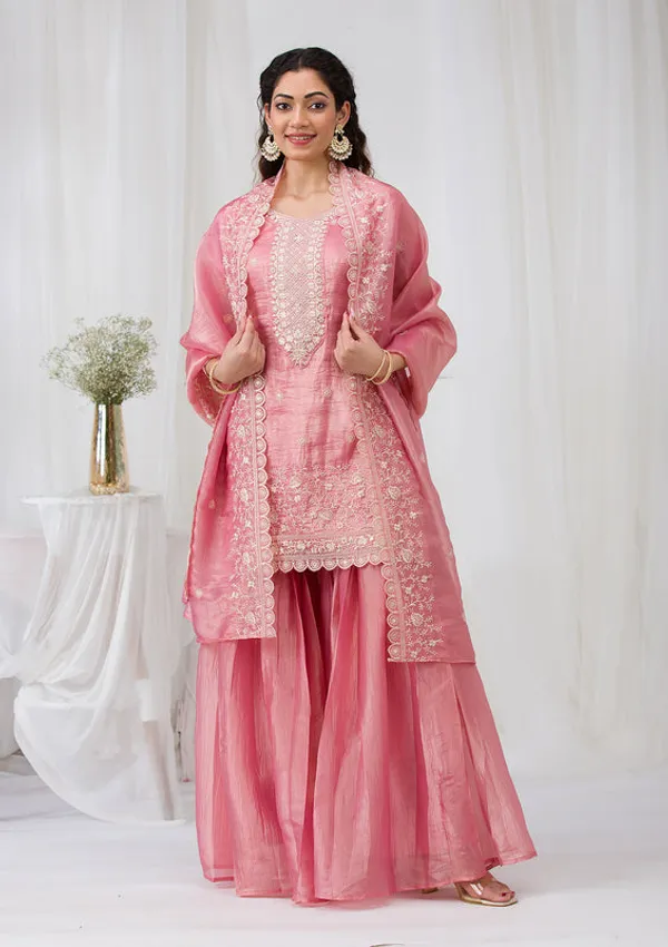 Pink_Tissue_Threadwork_Straight_Kurta_With_Sharara_And_Dupatta