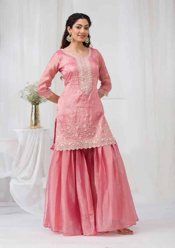 Pink_Tissue_Threadwork_Straight_Kurta_With_Sharara_And_Dupatta