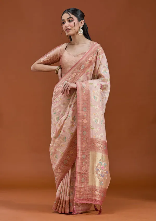 Baby_Pink_Silk_Jaal_Saree_With_Matching_Blouse_Piece