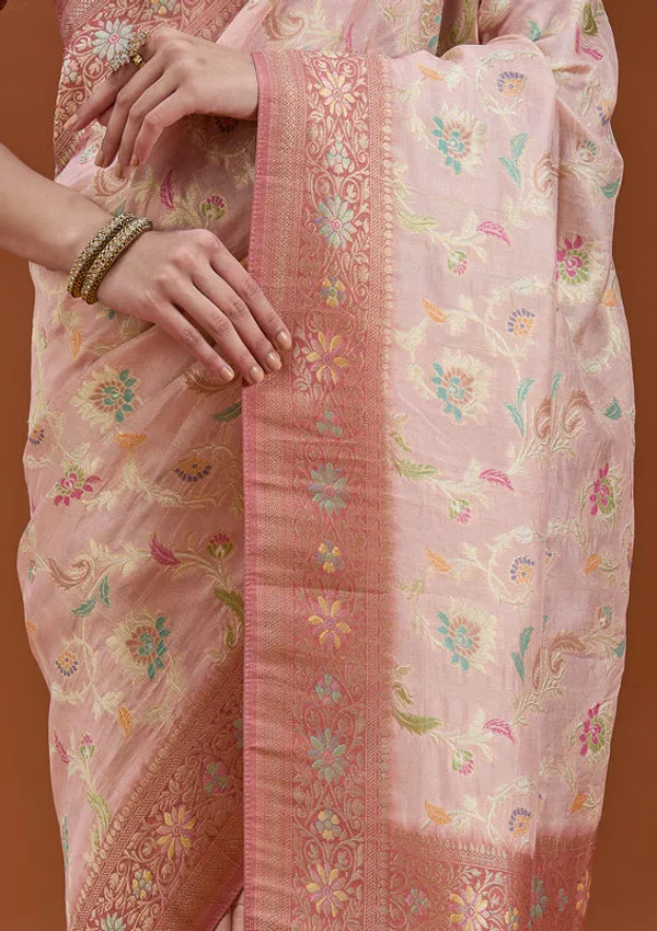 Baby_Pink_Silk_Jaal_Saree_With_Matching_Blouse_Piece