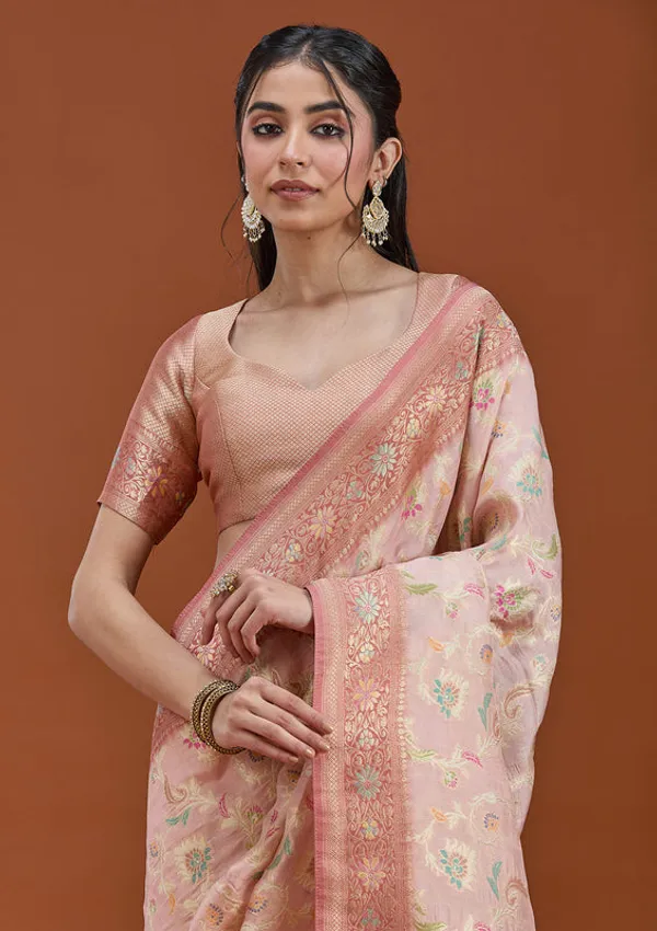 Baby_Pink_Silk_Jaal_Saree_With_Matching_Blouse_Piece