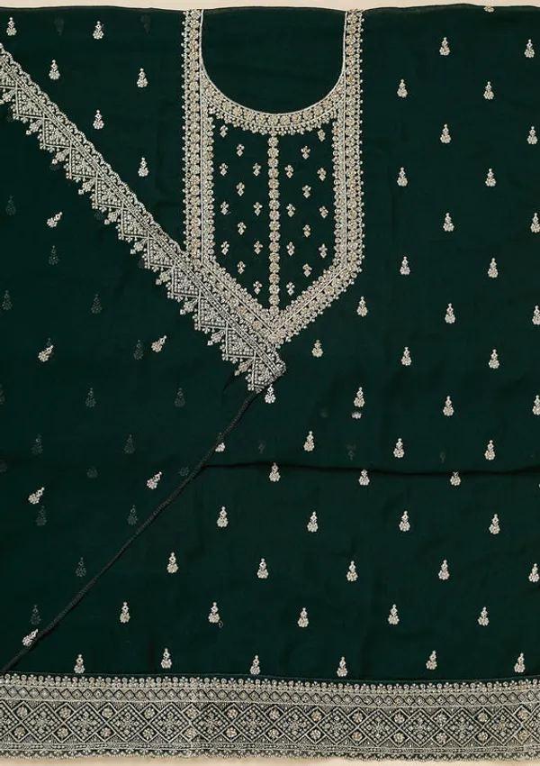 Bottle_Green_Soft_Raw_Silk_Gold_Zardozi_Work_Unstitched_Dress_Material_With_Matching_Bottom_And_Dupatta