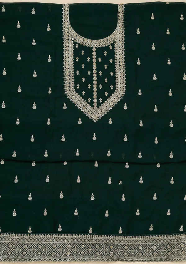 Bottle_Green_Soft_Raw_Silk_Gold_Zardozi_Work_Unstitched_Dress_Material_With_Matching_Bottom_And_Dupatta