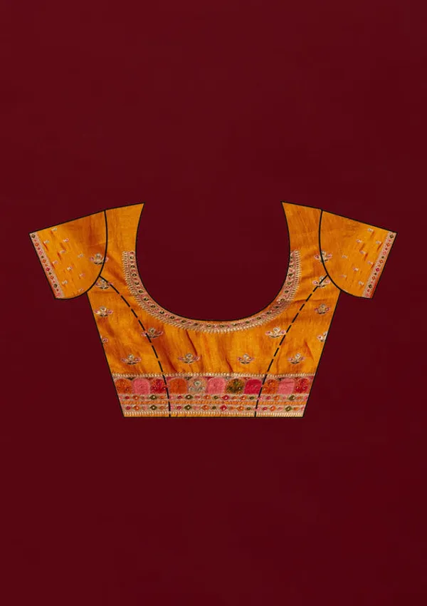Orange_Georgette_Gold_Zariwork_Saree_With_Matching_Blouse_Piece