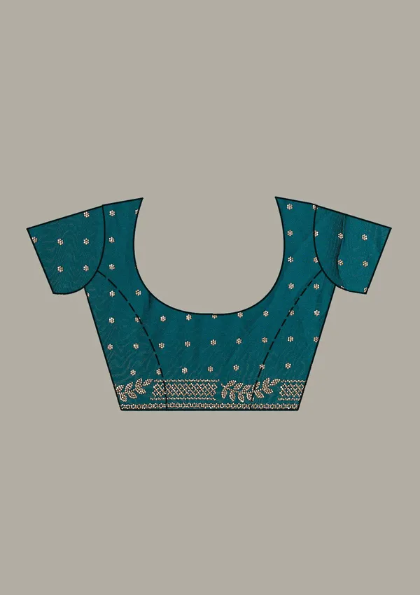 Peacock_Blue_Cording_Tissue_Saree
