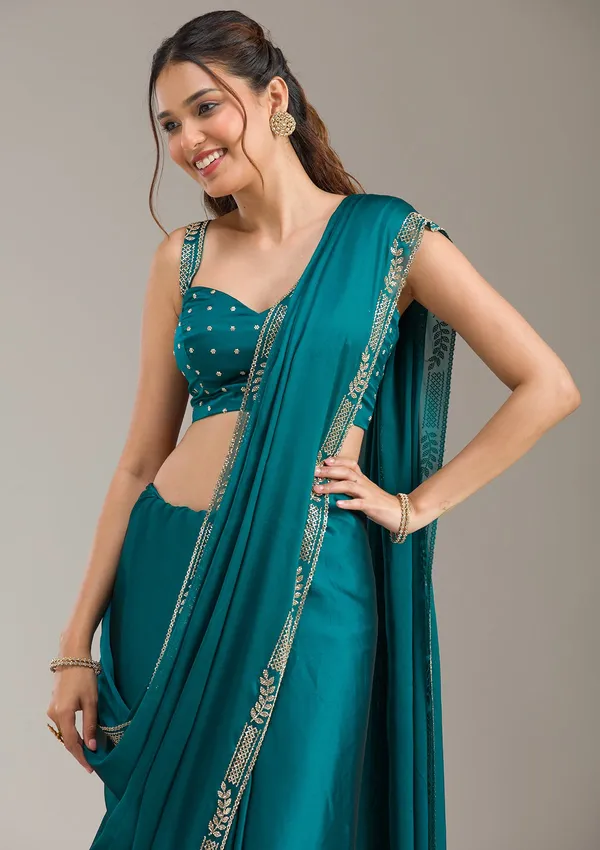 Peacock_Blue_Cording_Tissue_Saree