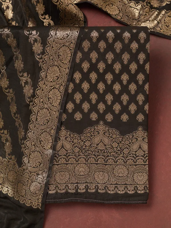Black_Zariwork_Gold_Banarasi_Unstitched_Salwar_Suit
