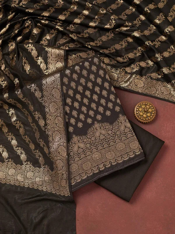 Black_Zariwork_Gold_Banarasi_Unstitched_Salwar_Suit