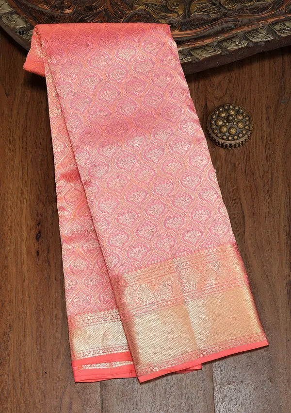 Peach_Zariwork_Pure_Silk_Saree