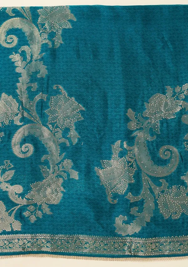 Turquoise_Blue_Zariwork_Gold_Dola_Silk_Unstitched_Salwar_Suit