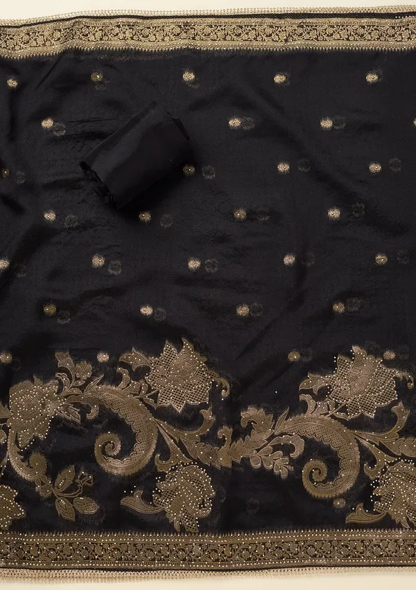 Black_Zariwork_Gold_Dola_Silk_Unstitched_Salwar_Suit