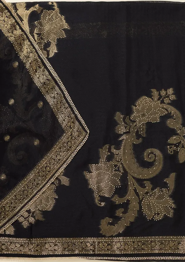 Black_Zariwork_Gold_Dola_Silk_Unstitched_Salwar_Suit