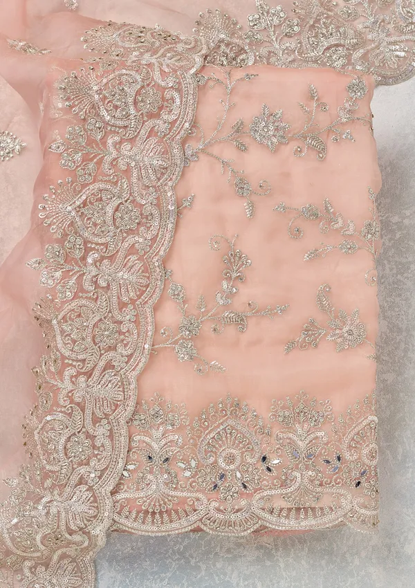 Peach_Threadwork_Tissue_Unstitched_Salwar_Suit