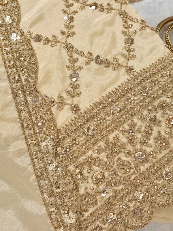 Cream_Zariwork_Gold_Chinon_Unstitched_Salwar_Suit
