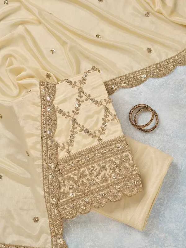 Cream_Zariwork_Gold_Chinon_Unstitched_Salwar_Suit
