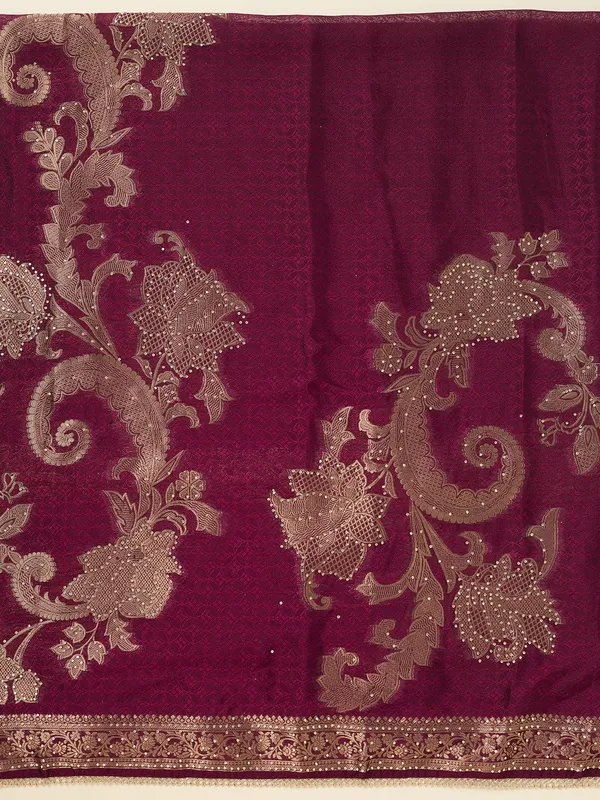 Wine_Zariwork_Gold_Dola_Silk_Unstitched_Salwar_Suit