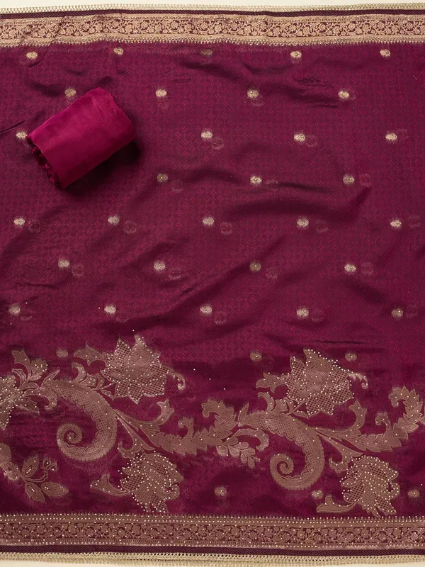 Wine_Zariwork_Gold_Dola_Silk_Unstitched_Salwar_Suit