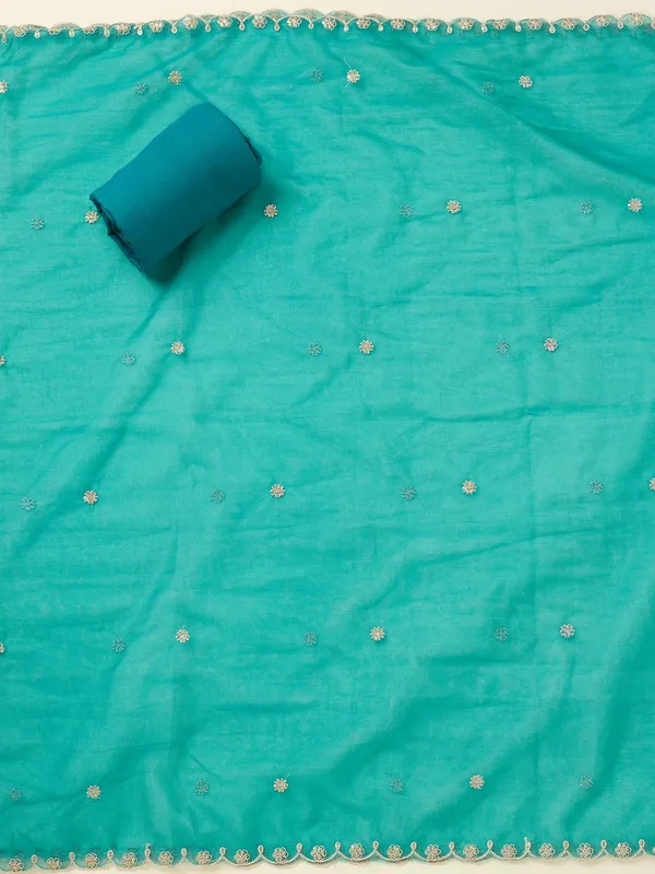Turquoise_Blue_Threadwork_Tissue_Unstitched_Salwar_Suit