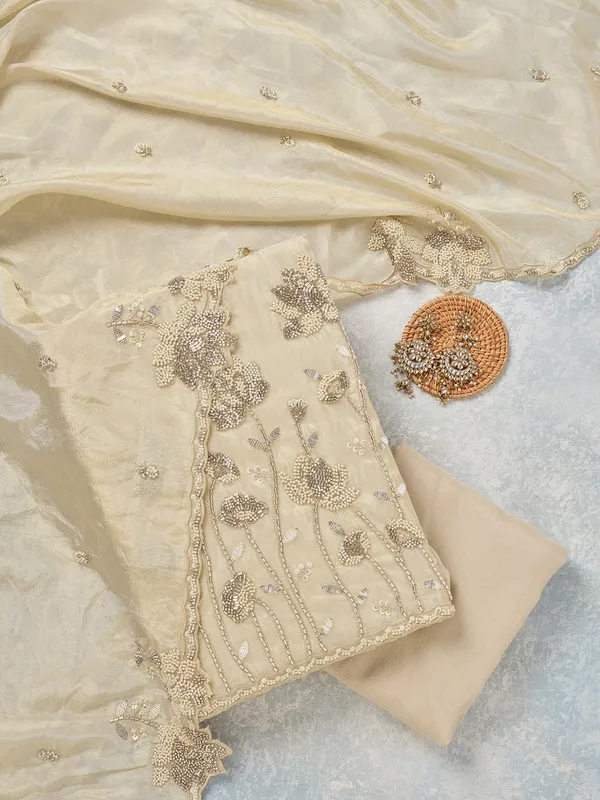 Beige_Cutdana_Tissue_Unstitched_Salwar_Suit