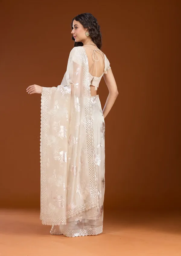 Beige_Stonework_Gold_Organza_Saree