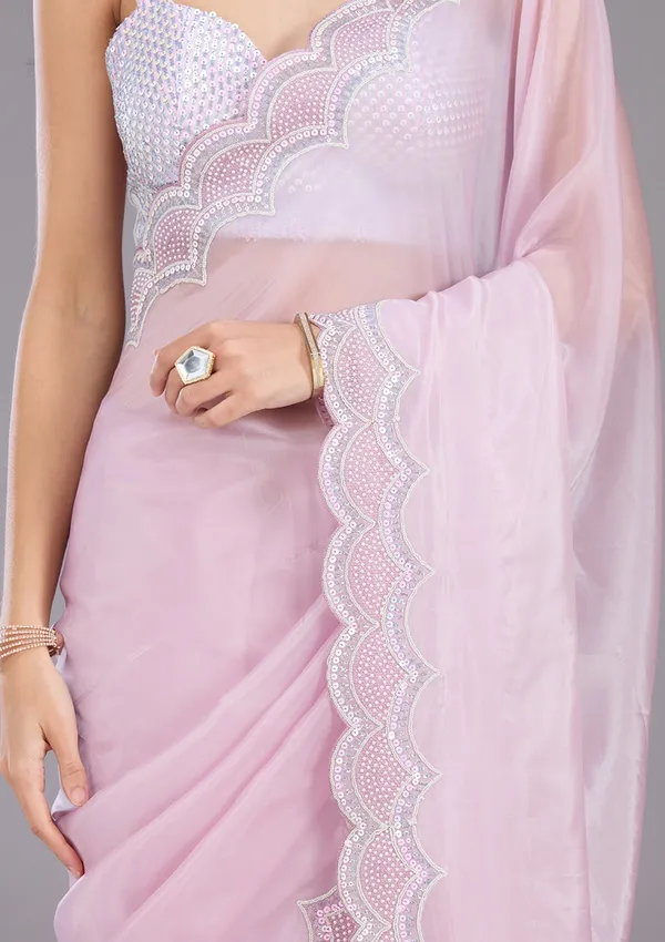 Lavender_Sequins_Organza_Saree