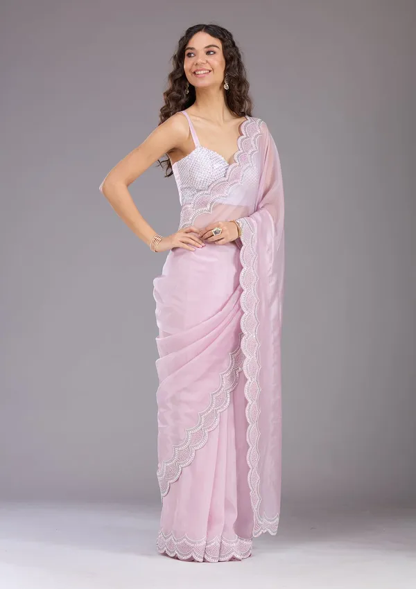 Lavender_Sequins_Organza_Saree