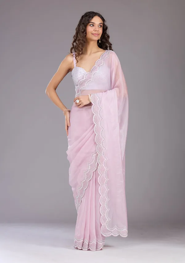 Lavender_Sequins_Organza_Saree