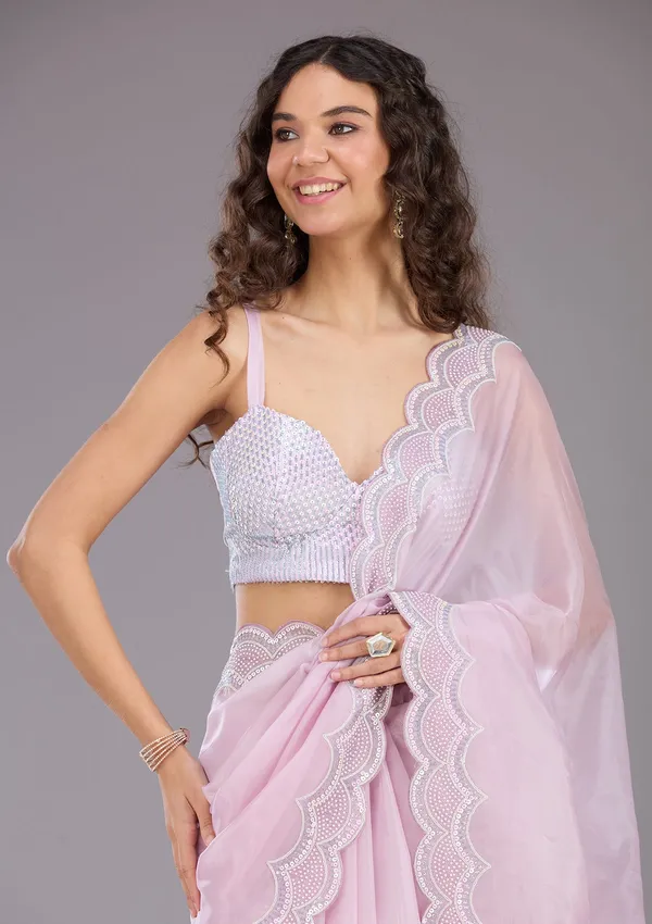 Lavender_Sequins_Organza_Saree
