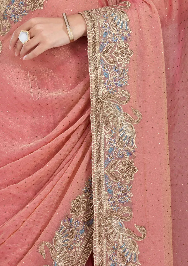 Onion_Pink_Stonework_Gold_Tissue_Saree