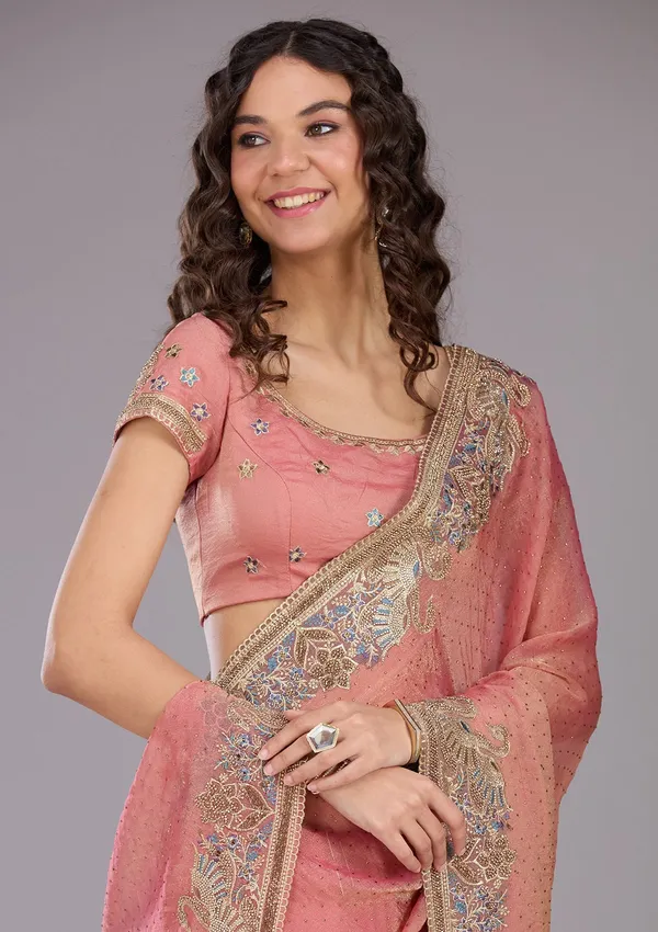Onion_Pink_Stonework_Gold_Tissue_Saree
