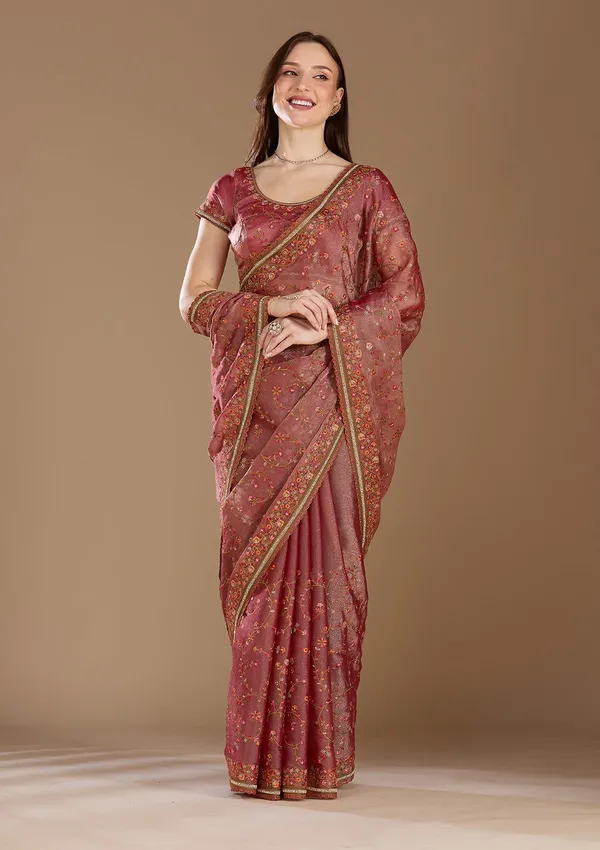 Rani_Pink_Stonework_Gold_Tissue_Saree