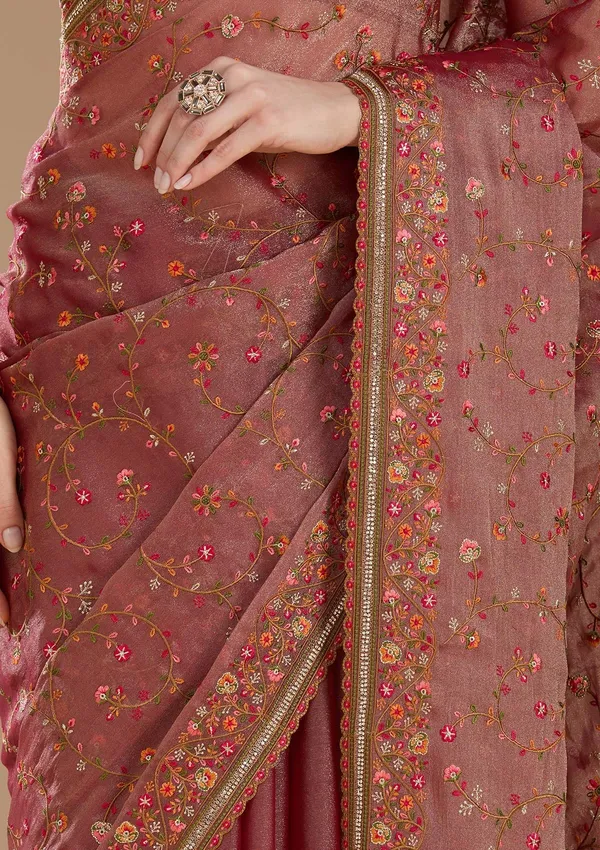 Rani_Pink_Stonework_Gold_Tissue_Saree