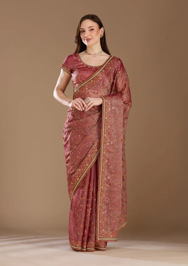 Rani_Pink_Stonework_Gold_Tissue_Saree