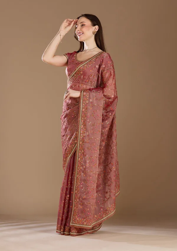 Rani_Pink_Stonework_Gold_Tissue_Saree