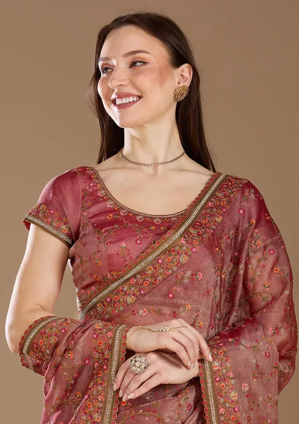 Rani_Pink_Stonework_Gold_Tissue_Saree